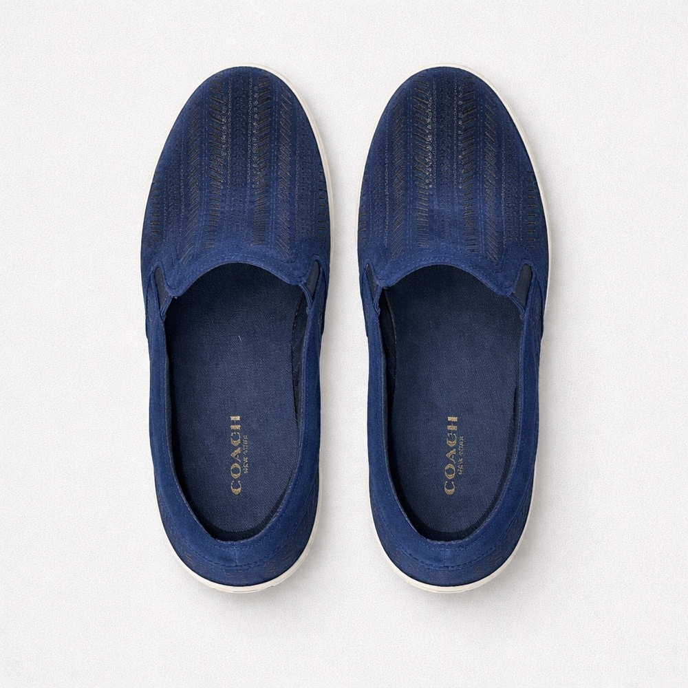 Coach Women's  Blue Suede Slip-On Loafers 6.5B